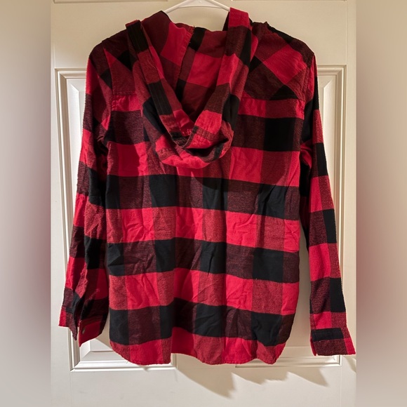 Red plaid button up flannel - Picture 2 of 3